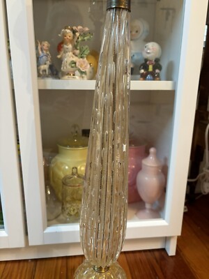 Rare HTF Vintage Murano Barovier & Toso MCM Glass Lamp Gold Rare HTF Vintage Murano Barovier & Toso MCM Glass Lamp Gold