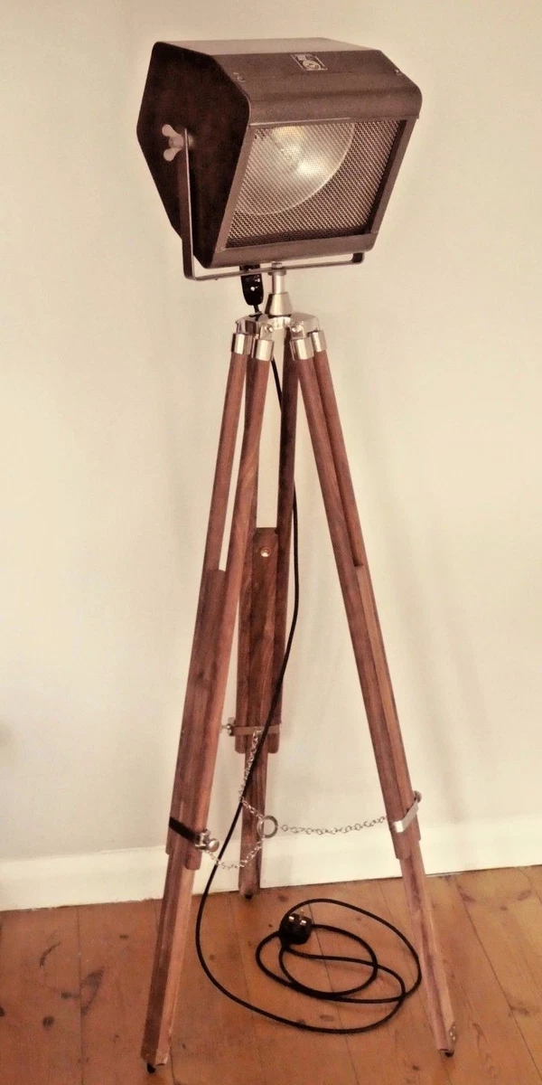 VINTAGE THEATRE LIGHT INDUSTRIAL FLOOR LAMP ANTIQUE TRIPOD STRAND ELECTRIC PATT