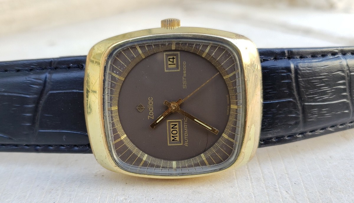 ZODIAC SST 36000 AUTOMATIC GOLD PLATED MENS 35MM WATCH | eBay