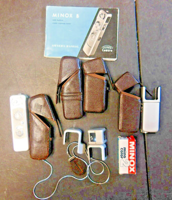 Minox B Subminiature Camera, With Leather Case Chain And Extras