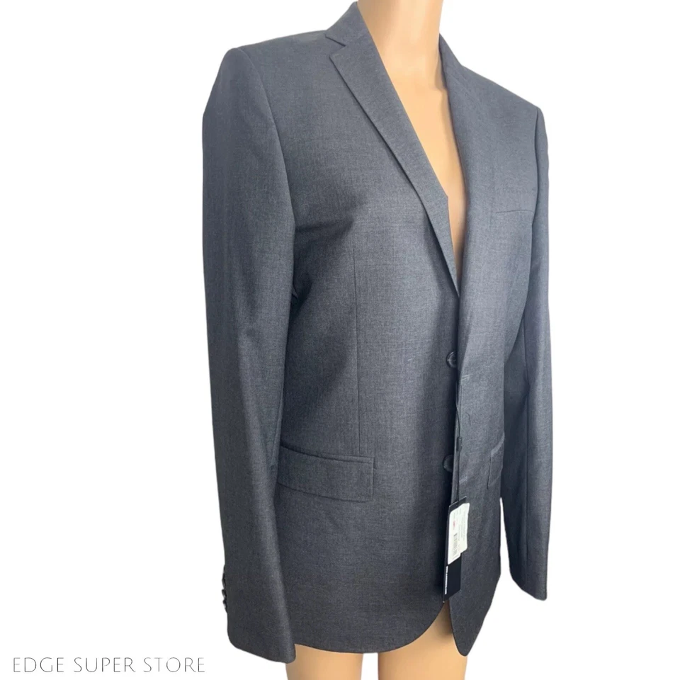 J Lindeberg $595 Gris Oscuro Melange Vestido Lana Blazer Traje Chaqueta Talla 44 EE. UU. 34 L Foto 3 de 4