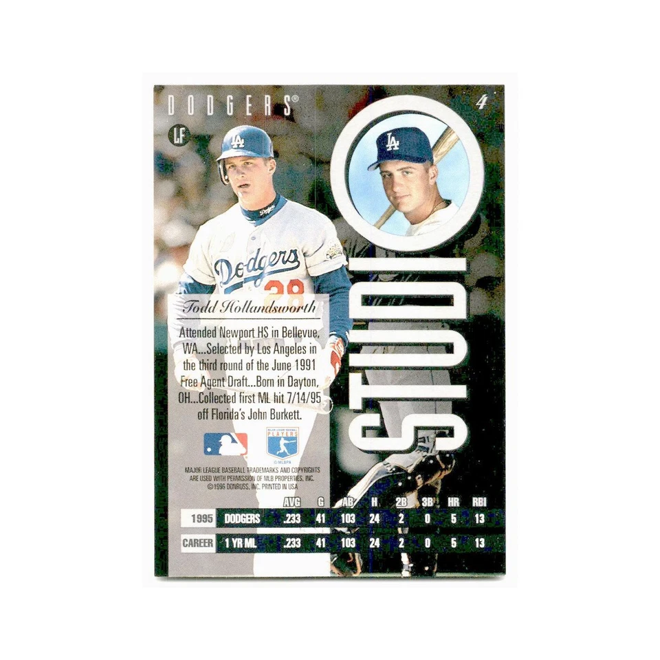 Todd Hollandsworth 1996 Leaf Studio #4 Los Angeles Dodgers Baseball Card NM - Image 2 of 3