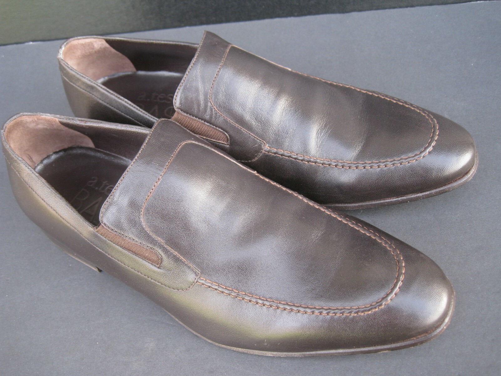 A.Testoni Basic Men's Dark Brown Leather Loafers,… - image 2