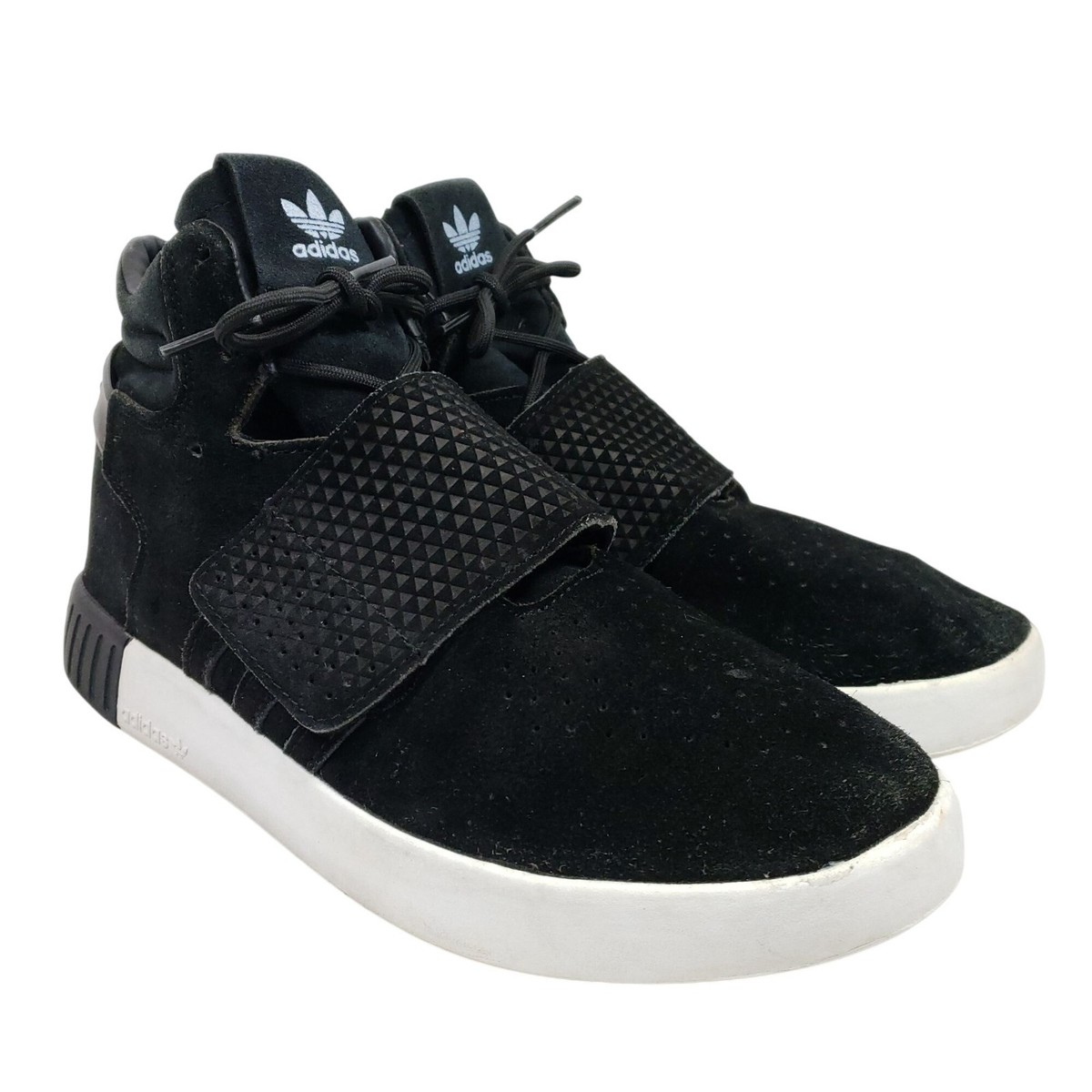 Adidas Men's Size 11 Tubular Strap Black Suede Leather Mid Top