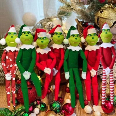 Grinch On Shelf Plush Doll Toy Elf Ornament Christmas Display Xmas Decor Gift UK