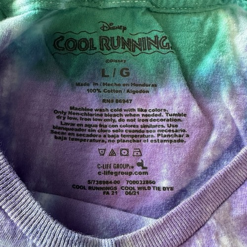 Disney Cool Runnings Movie Tshirt Tie Dye Purple Green Jamaica L - Picture 3 of 4