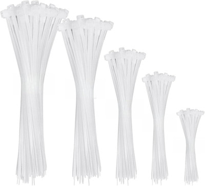 APIELE Cable Zip Ties 600 Pack WHITE Assorted Sizes 4 6 8 10 12 Inch Multi-Purpo