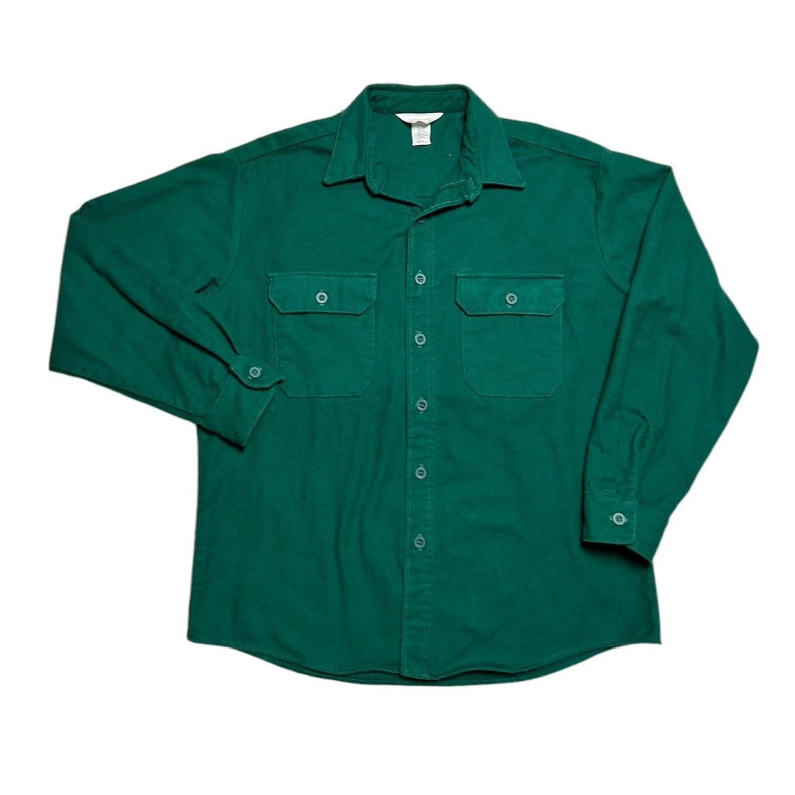 Made in USA Green Cotton Flannel Chamois Long Sleeve Button Outdoor Shirt Large
Opens in a new windo