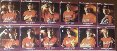 2026 Virginia Tech Hokies Baseball Trading Cards Set 1 ACC Smith Cooke Grady 