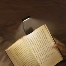 Portable LED Clip-On Reading Light 3 Colors Dimmable USB Rechargeable Black