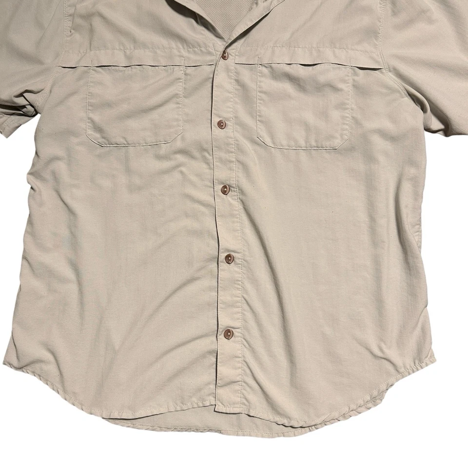 Camisa Sierra Blanca Para Hombre Talla L Senderismo Gris Con Botones Manga Corta Bolsillos Foto 4 de 4