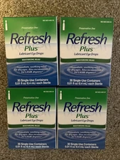 Refresh Plus Lubricant Eye Drops Long Lasting Hydration 4 Boxes 30 Vials 4/2026+