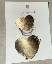 Free People Hammered Gold Heart Hair Clips Set Of 2 Brand New 30 MSRP