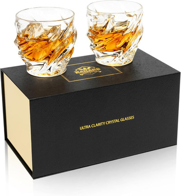 Old Fashioned Whiskey Glasses - Set of 2 Bourbon Glass 10 Oz with Luxury Box - U