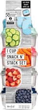 8 oz Small Plastic Food Storage Containers with Lids, 4-Pack Leakproof Snack