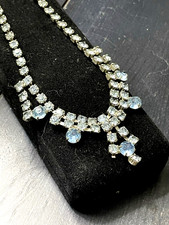 VINTAGE - LIGHT BLUE & CLEAR RHINESTONE NECKLACE