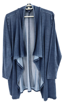 PURE JILL Women's Lyocell Chambray Blouse Long Sleeve Deep Jean Blue 2X PLUS