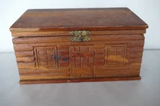 antique wood cigar box cedar log cabin Peterson Bros 1st dist. Pa. factory 1288