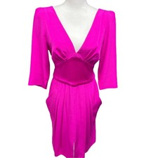 Catherine Maladrino Futurama Silk Hot Pink Dress Size 14 NWT. (S044)