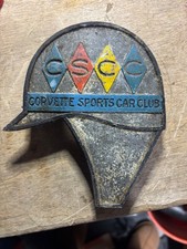 Vintage Corvette Sports Car Club Grille Emblem Badge Metal