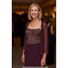 MONTAGE BY MON CHERI GOWN JACKET SET 18 VINTAGE BEADED STRAPLESS ELEGANT FORMAL