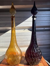 Guildcraft Amethyst Dark Purple  Yellow Empoli Genie Bottle with Stopper Used