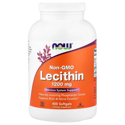 Now Foods Non-GMO Lecithin 1200 mg 400 Softgels GMP Quality Assured, Kosher
