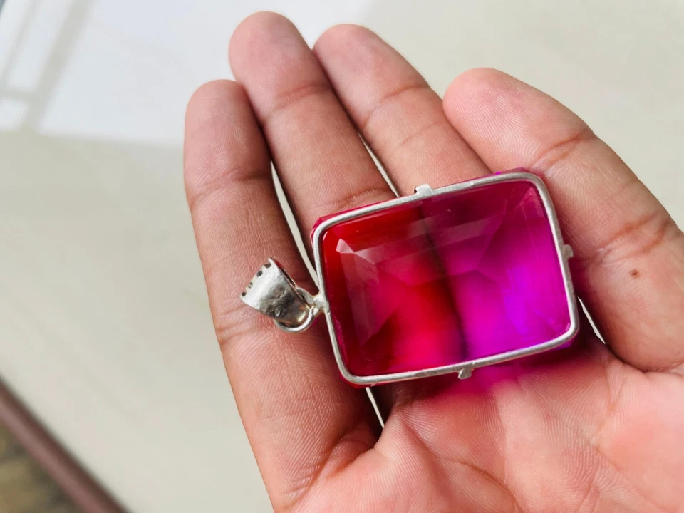 140 Ct  Natural Tourmaline Pendant Multi-Color 925 Solid Silver Pendant Gemstone - Image 4 of 4