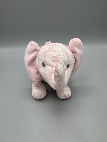 Little Me Pink Floral Damask Elephant Plush Rattle 9” Stuffed Animal No Tag