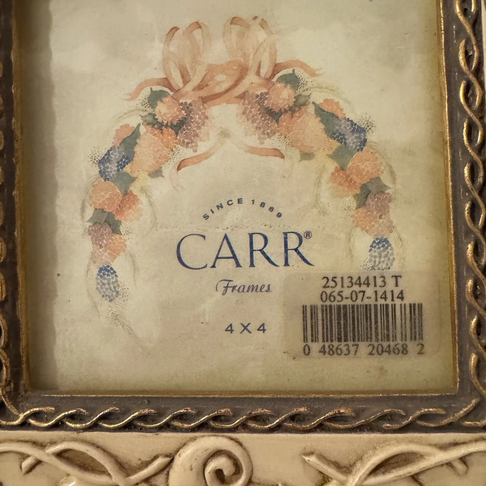 Art Deco 奶油金叶树脂框架 Carr 4 X 4 别致独特 — 第 4/4 张图片