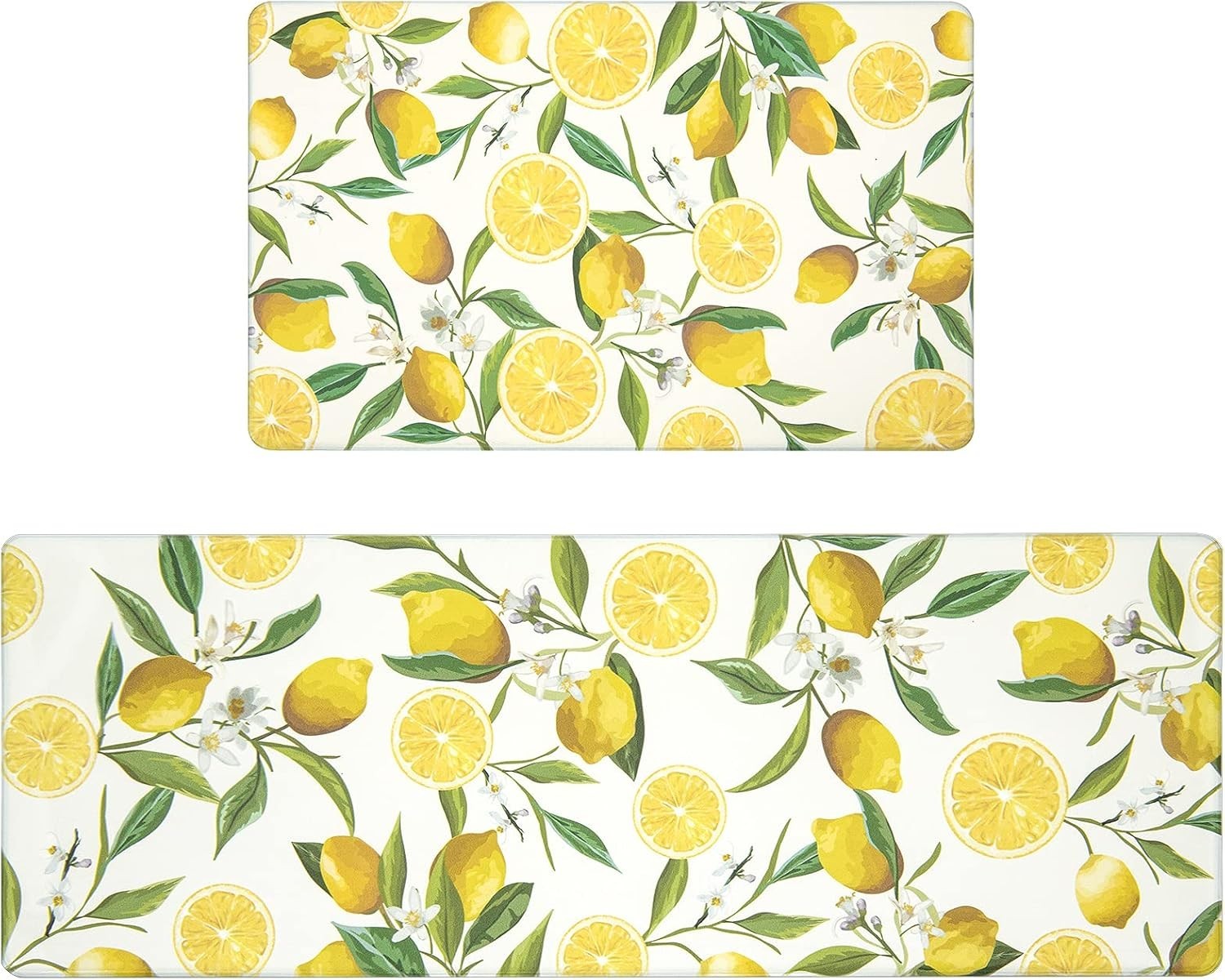 anti Fatigue Lemon Kitchen Rugs Mats Set of 2 Pieces Non Slip Soft Cushioned Sta