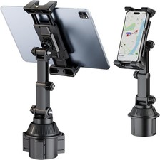Soporte tablet auto en portavasos, brazo ajustable 5" a 13"