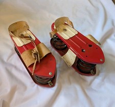 Rare Vintage 1960s Metal Red Spring Moon Shoes Childs Jumping Toy