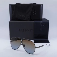 Valentino XVI VLS-100C Shiny Black/Brown Gradient 64-15-140 Sunglasses New Au...
