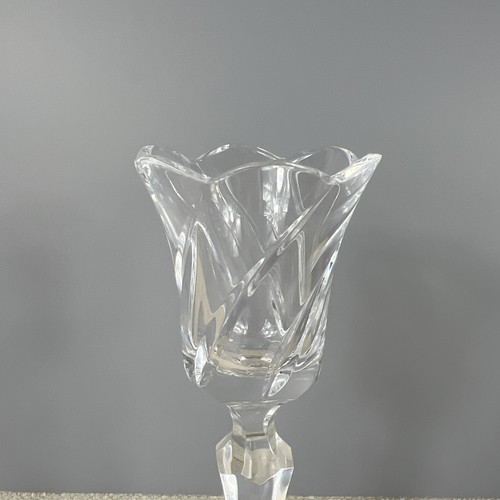 Rogaska Crystal Hand Crafted Candle Holder Tulip Shape 6 1/4" Tall 3" Bottom - Picture 2 of 9