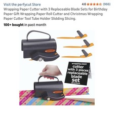 Wrapping Paper Cutter with 3 Replaceable Blade Sets. Wrapping Paper Cut Tool 
