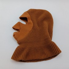 Vintage Full Face Ski Mask Hunting Knitted Brown Large USA