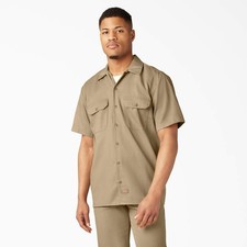 Dickies Men's Shirt Short Sleeve Original Fit Work Shirt 1574 Khaki Small New