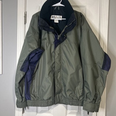 Vtg 90s Columbia Bugaboo Jacket Mens Large Olive Navy Blue Made in Malaysia EUC