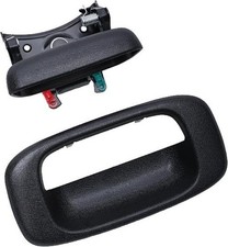 Premium Tailgate Handle Latch and Bezel Trim with Rod Clips, Fits Color: Black