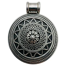 Sterling Silver dp Doug Paulus India Repousse Mandala Style Pendant Charm VTG