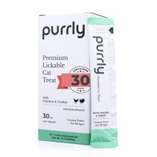 Purrly Lickable Cat Treats Chicken Turkey 30ct Low Calorie L-Lysine Hydrating