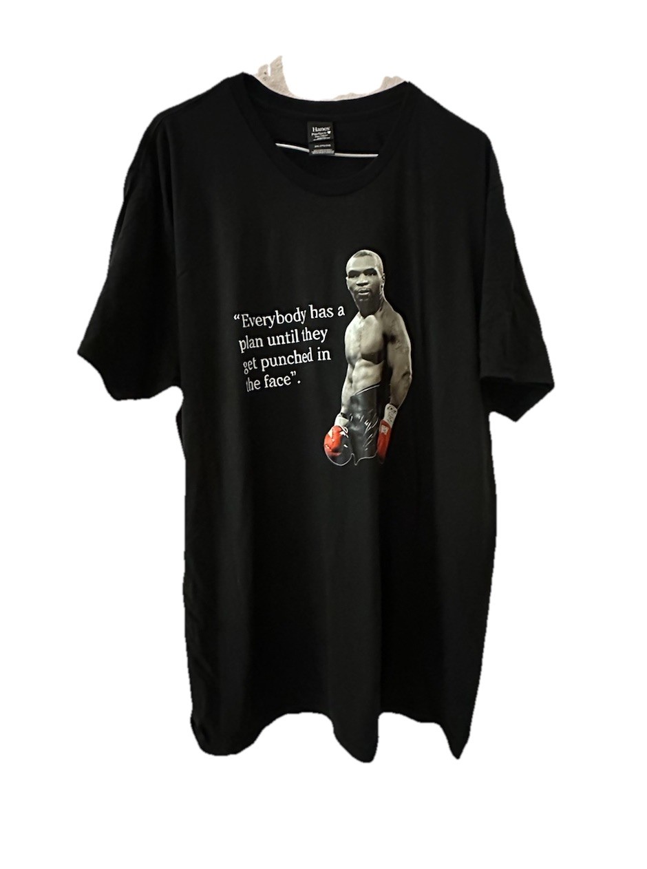 Mike Tyson Everyone Has A Plan Until They Get Punched T Shirt Mens 2XL Black New