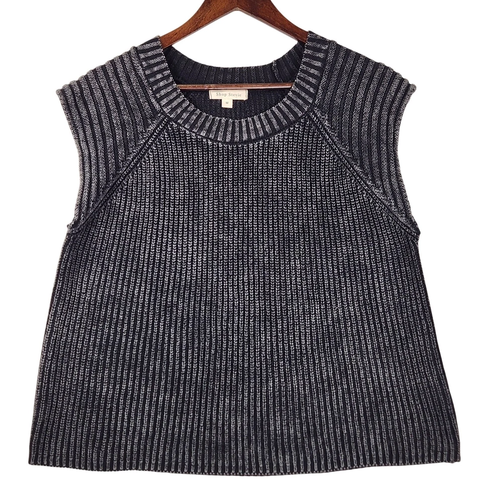 Shop Stevie Suéter Chaleco Para Mujer’s M Mineral Lavado Carbón Algodón Tejido Chaleco Usado en Excelente Condición Foto 2 de 4