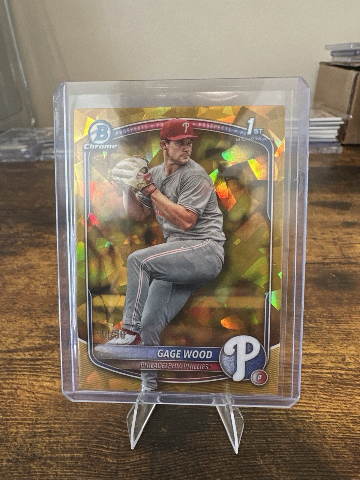 Bowman Chrome Draft Sapphire 2025 Gage Wood Gold /50 #BDC-4 Phillies (RC)