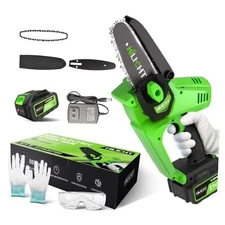 Mini Chainsaw Cordless 21V Electric,6s Cut 6-Inch Log,4000mAh Battery & Safety 