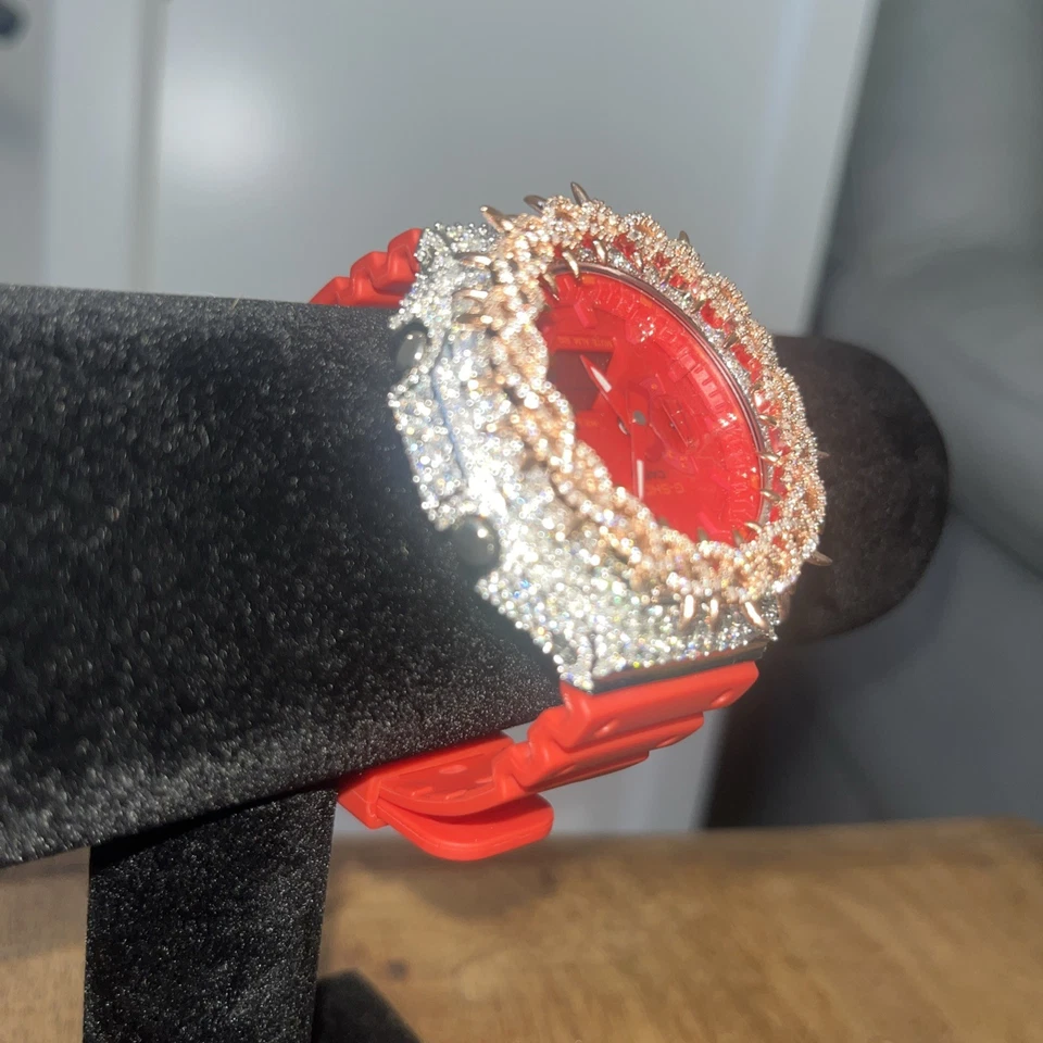 Casio G-Shock GA2100 VVS-1 Moissanite Red Strap Two Tone Rose Gold And Silver - Image 4 of 4