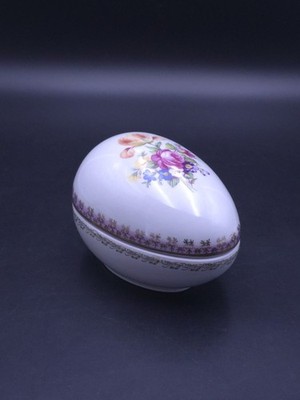 PM Dresden China Eierform Floral große Schmuckschatulle