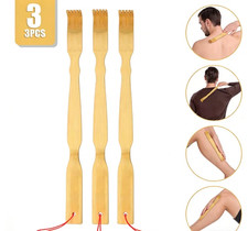3 Pack Natural Bamboo Back Scratcher Long Reach Pick Itch Relief Tool Portable