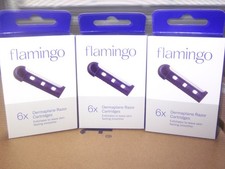 NEW 3 Boxes Flamingo Dermaplane Razor Replacement Refill 18 Total Cartridges